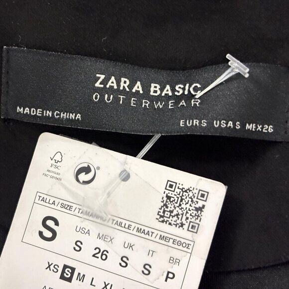 Zara Womens Biker Jacket Size S Black Faux Suede Cropped 6318/022 NWT - Picture 4 of 10